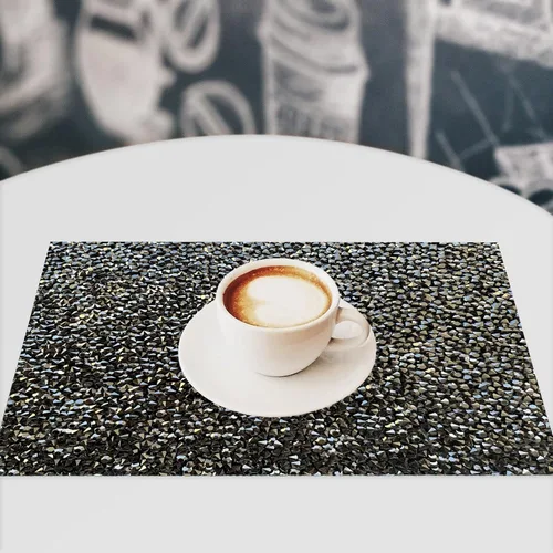 Vista 5 de Juego de 1 mantel individual redondo en negro, manteles individuales brillantes resistentes al calor, lavables, para cena, cocina, boda, decorativos
