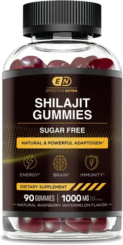 Vista 9 de Effective Nutra Gomitas Shilajit de 1000 mg Resina pura Shilajit para energía, cerebro e inmunidad Suplemento para hombres y mujeres Sin
