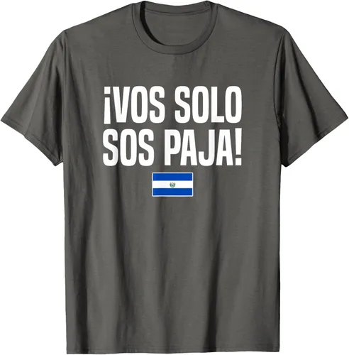 Vista 87 de Camiseta Vos Solo Sos Paja Salvadoran Slang Bandera de El Salvador, Negro