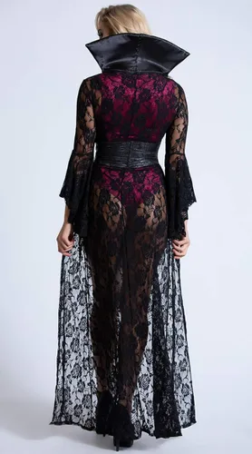 Vista 5 de Yandy Exclusivo disfraz de vampiro de terciopelo negro malvado de lujo
