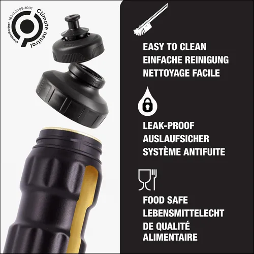 Vista 3 de SIGG - Botella de agua deportiva - WMB Sports Black - Con tapa deportiva de 3 etapas - Fabricado en Suiza - A prueba de fugas - Ligero - Metal