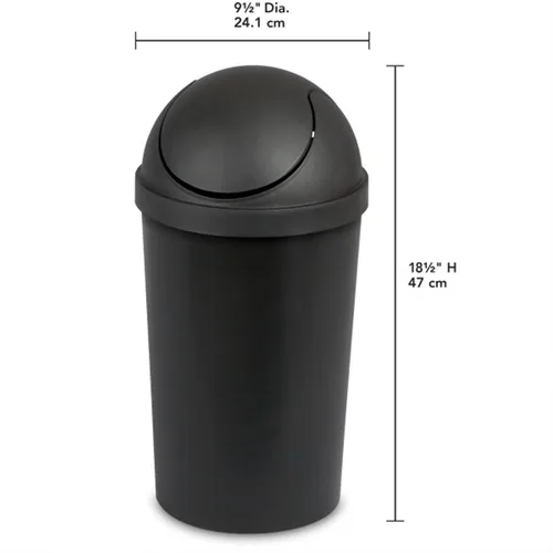 Vista 3 de Sterilite Paquete de 6 cestos de basura con tapa basculante, papelera redonda con tapa abatible de 3 galones, negro