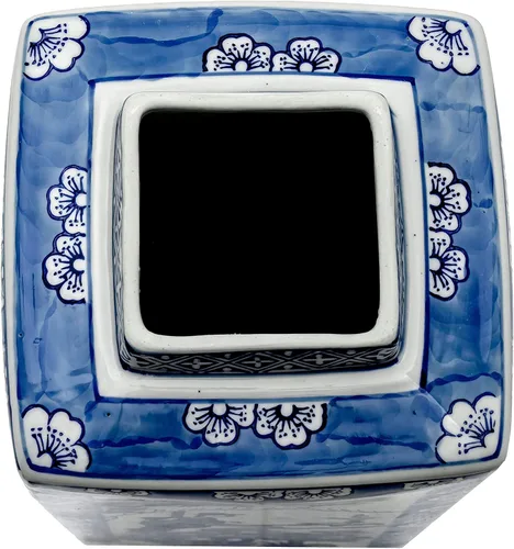 Vista 6 de Red Lantern Tarro de perro cuadrado azul y blanco de 20
