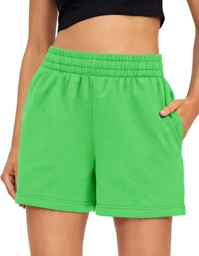 Vista 47 de AUTOMET Pantalones cortos deportivos para mujer, estilo casual, con cordón, cómodos, elásticos, de cintura alta, con bolsillos