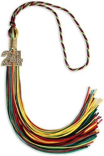 Vista 46 de Endea Graduation Borla de doble color con dije dorado (negro/oro brillante, 2022)