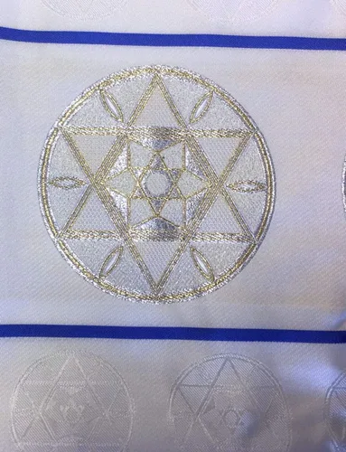 Vista 2 de Star Royal Tallit Set, con azul real, oro y plata