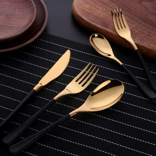 Vista 3 de YDware - Juego de 20 cubiertos de acero inoxidable para 4, cucharas, tenedores de postre, cuchillos, juego de cubiertos, kit de cena, 5 piezas