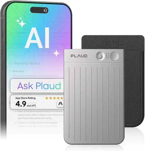 Vista 10 de Grabadora de voz AI, grabadora de voz PLAUD Note con funda, control de aplicaciones, transcribir y resumir potenciado por ChatGPT, compatible con 59