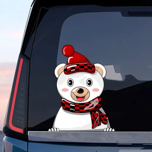 Vista 18 de Pegatina Navideña de Papá Noel Asomado, Lindas Pegatinas de Venado y Muñeco de Nieve para Ventana, Adhesivos para Parachoques de Coche, Adornos