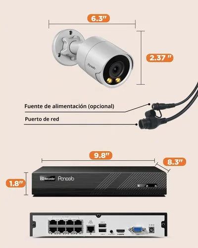Vista 7 de Sistema de cámara de seguridad PoE, 4 cámaras IP con cable de 5 MP con cable para el hogar, micrófono integrado, detección de vehículos humanos
