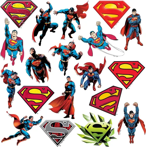 Vista 3 de Superman Character Poses - Paquete variado de 100 calcomanías de vinilo troqueladas, calcomanías de acción de superhéroes DC para laptop, botella