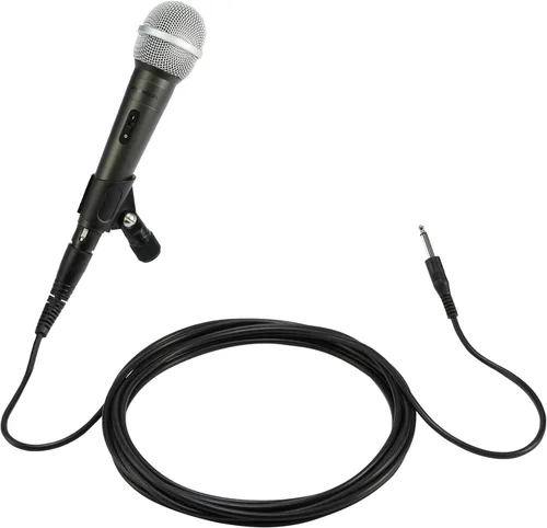 Vista 8 de Amazon Basics Micrófono dinámico: micrófono vocal profesional con cable para karaoke, podcasting, actuaciones en vivo