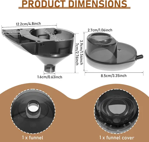 Vista 3 de Embudo de repuesto para dispensador de bebé compatible con los modelos Baby Brezza Pro Advanced y Pro Advanced, embudo de repuesto y cubierta, se