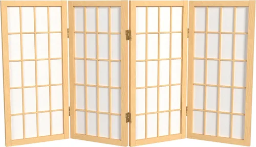 Vista 33 de Biombo portátil simple de 2 pies Biombo diseño Shoji, clásico diseño japonés 4 anchuras, 6 colores, Madera, Negro