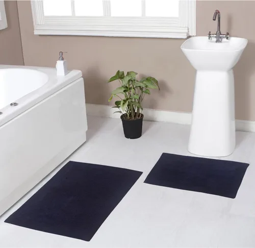 Vista 29 de Home Weavers Luxury Collection 100% Cotton Reversible Bathroom Rugs Set, Washable Rug, Soft Cotton Extra Soft and Absorbent Bath Rug, Kitchen Mat, 2