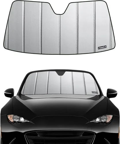 Vista 9 de Pigenius Parasol de parabrisas para Mazda MX-5 Miata 2006-2015, acabado plateado metálico