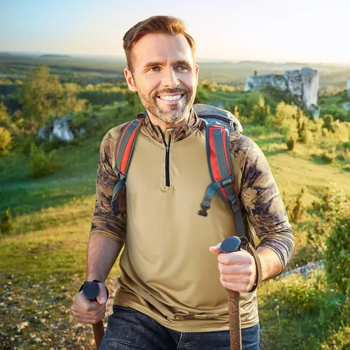 Vista 5 de Rodeel Men's Running Hiking Shirts 14 Zip UPF 50+ Sun Protection Long Sleeve Shirt