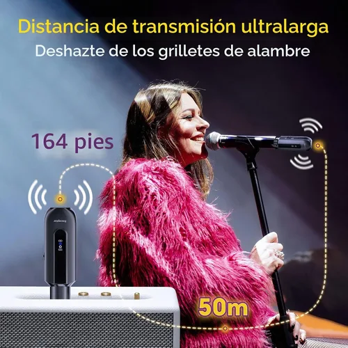 Vista 4 de LOCOCO Receptor transmisor de micrófono inalámbrico de 2.4 GHz: sistema de transmisión inalámbrica XLR enchufable - 48V Phantom Power para micrófono
