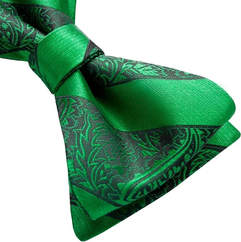 Vista 3 de HISDERN Juego de corbatines de satén tejidos para hombre, diseño formal de esmoquin floral de cachemira para boda, fiesta, baile de graduación