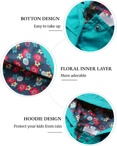Vista 7 de Arshiner Chaqueta impermeable con capucha para niñas y niños