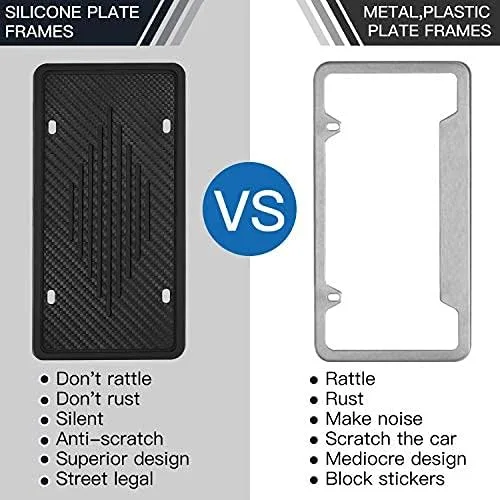 Vista 6 de Intermerge Soporte de Marco para Placa de Matrícula - Cubierta Universal de Silicona para Placa de Matrícula de Auto Americano Resistente al Óxido