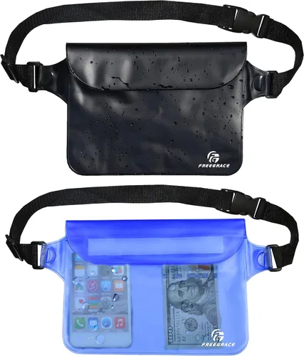 Vista 15 de Freegrace Juego de bolsas impermeables con correa para la cintura/funda para mantener tu teléfono y objetos de valor secos y seguros. Bolsas secas
