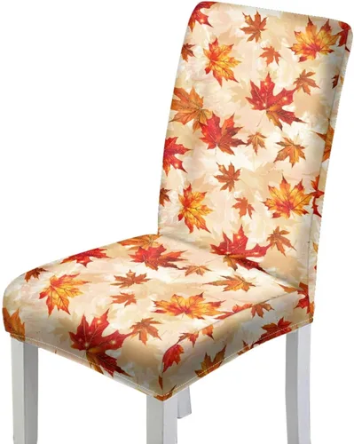 Vista 26 de Rnyleeg Juego de 1 fundas para sillas de comedor de otoño, diseño de hojas, para sala de estar, sin brazos, funda elástica para silla de cóctel