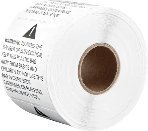 Vista 7 de Restaurantware Label Tek - Calcomanías de embalaje de 2 x 2 pulgadas, 500 etiquetas de envío de alta calidad, advertencia de asfixia, papel blanco