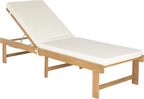 Vista 9 de SAFAVIEH Outdoor Collection Inglewood PAT6723D - Sillón ajustable con cojín de madera maciza y beige