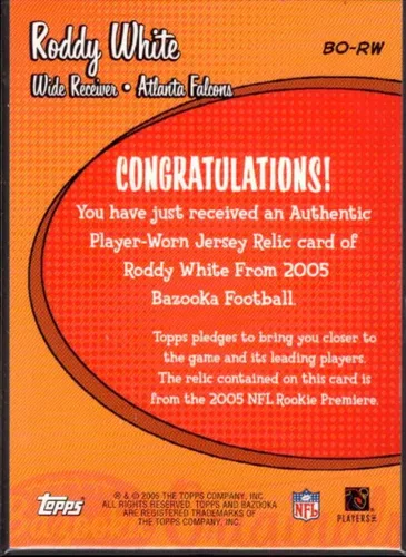 Vista 2 de Roddy White Card 2005 Bazooka Originals Jerseys #BORW