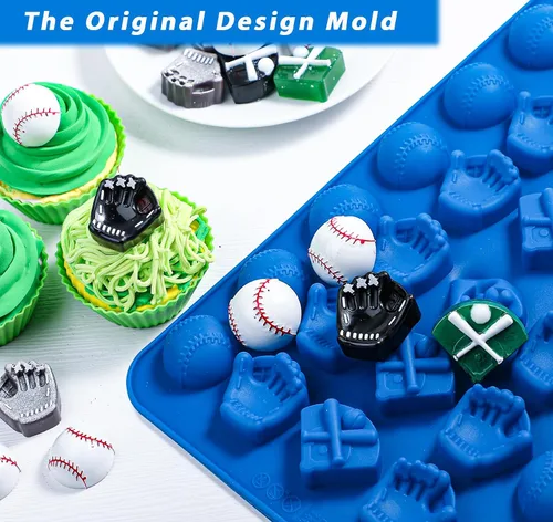 Vista 6 de Webake El Molde Original de Silicona para Chocolate de Béisbol para Chocolate, Dulces, Decoraciones de Cupcakes, 30 Cavidades en Forma de Softball