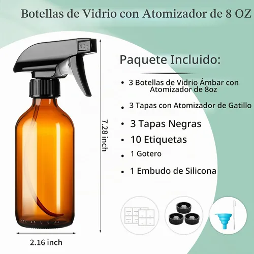 Vista 2 de GIVAMEIHF Botellas de spray de vidrio ámbar botellas de spray de vidrio
