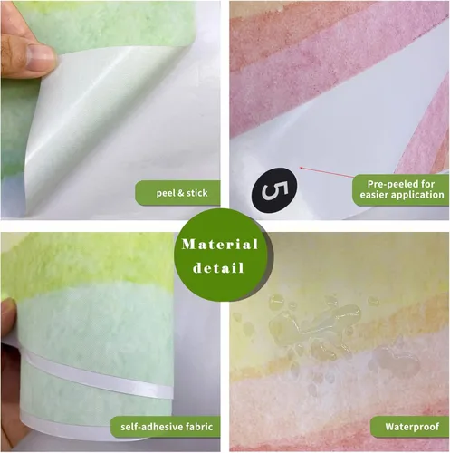 Vista 5 de Calcomanías de pared de acuarela de gran tamaño para despegar y pegar, autoadhesivas, precortadas, coloridas calcomanías de arte de pared