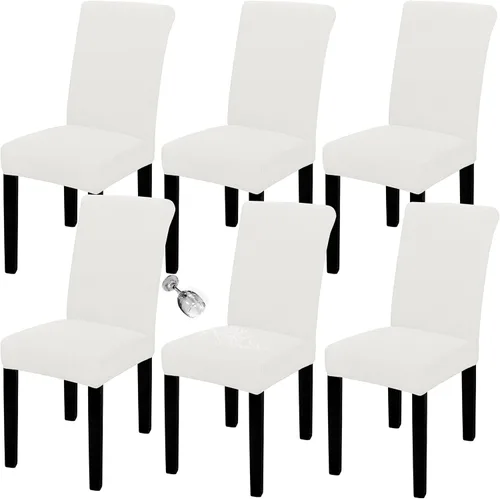 Vista 12 de Easy-Going - Juego de 2 fundas para sillas de comedor 100% impermeables, de tela Jacquard elástica, fundas protectoras removibles y lavables