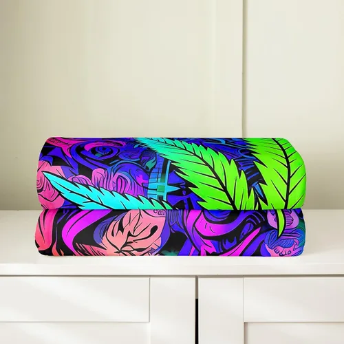 Vista 4 de Erosebridal Manta de hojas para niños, niñas y hombres, manta de forro polar colorida, manta de cama de hojas de mandala bohemio, 30 x 40 pulgadas
