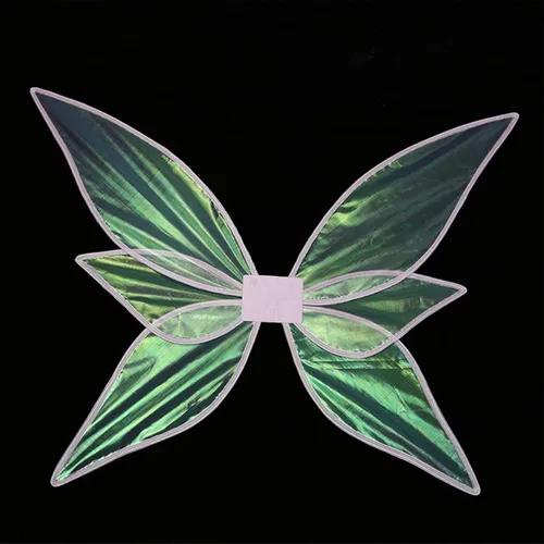 Vista 6 de Lizxun Alas de hadas para Halloween Cosplay mariposa transparente ala decorativa con correas de hombro para adultos y niños