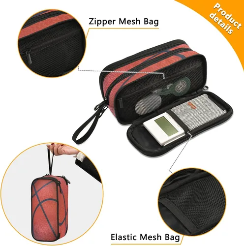 Vista 2 de Kcldeci Estuche para lápices con textura de baloncesto, gran capacidad, estuche para lápices, bolsa para lápices, bolsa para escuela