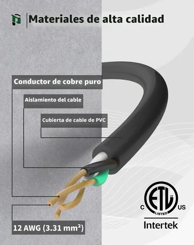Vista 3 de Cable de extensión de calibre 12 de 2 pies con 3 salidas Paquete de 3 cables de extensión resistentes al agua para exteriores con extremo Negro