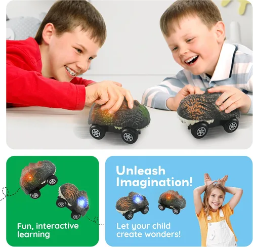 Vista 5 de PicassoTiles 2 piezas de camiones de pista de carreras Swift altamente detallados con dinosaurios en paquete al por mayor. Compatibles con kits