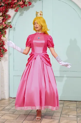Vista 3 de PAINEOMN Vestido de princesa para mujer, disfraz de princesa de Halloween, cosplay, corona, aretes, guantes, traje de disfraz para adultos