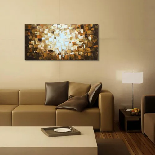 Vista 8 de Pinturas al óleo abstractas texturizadas pintadas a mano sobre lienzo, arte de pared moderno para decoración de sala de estar, dormitorio, oficina