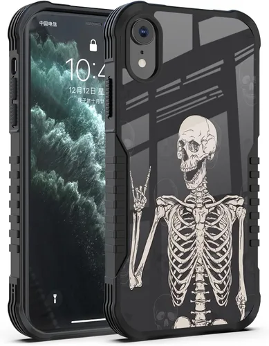 Vista 8 de Funda compatible con iPhone XR para hombres y niños, resistente a los golpes, funda de policarbonato duro de silicona suave, resistente a