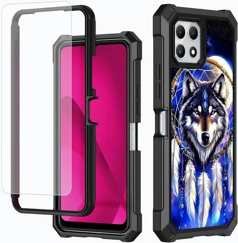 Vista 70 de Funda para T-Mobile Revvl 7 de 6.6 pulgadas con protector de pantalla, policarbonato duro de doble capa resistente y TPU suave a prueba de golpes