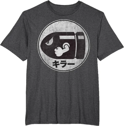 Vista 18 de Super Mario Camiseta con logotipo de Bullet Bill Distressed en Kanji