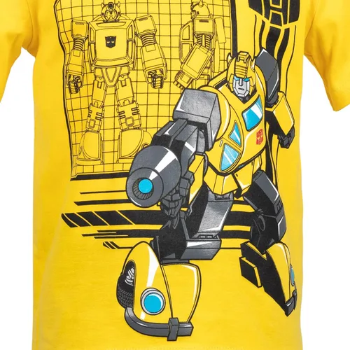 Vista 4 de Transformers Bumblebee - Conjunto de pantalones cortos de malla para niños pequeños a grandes