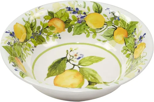Vista 4 de Unknown1 Lemon - Juego de vajilla de 12 piezas, color verde, multicolor, amarillo, fruta, granja, redonda, apto para lavavajillas, mediano