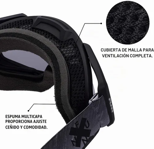 Vista 5 de Funn Soljam MTB Enduro DH gafas antivaho lente transparente adicional, bolsa y hojas de rasgadura Negro