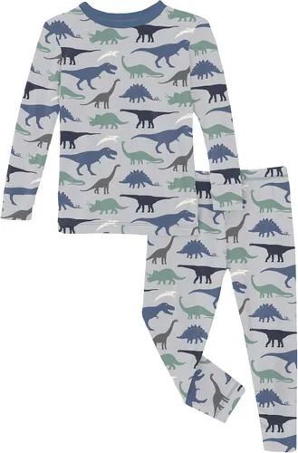 Vista 154 de KicKee Pants Conjunto de pijama de manga larga con estampado de piezas