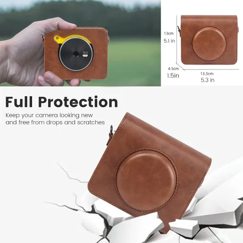 Vista 5 de Funda protectora para cámara instantánea e impresora fotográfica Kodak Mini Shot 3, piel sintética, con correa ajustable extraíble