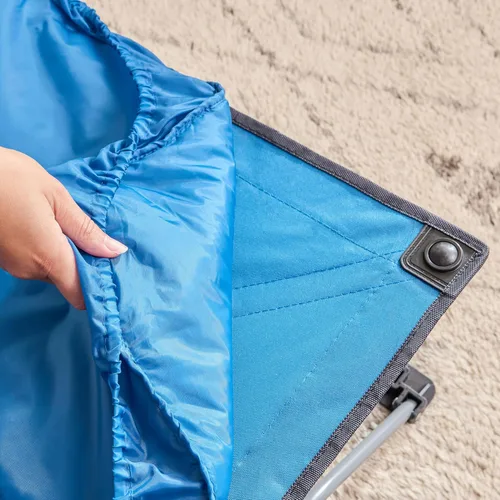 Vista 7 de Regalo My Cot Deluxe Cama portátil para niños pequeños, incluye saco de dormir, azul marino